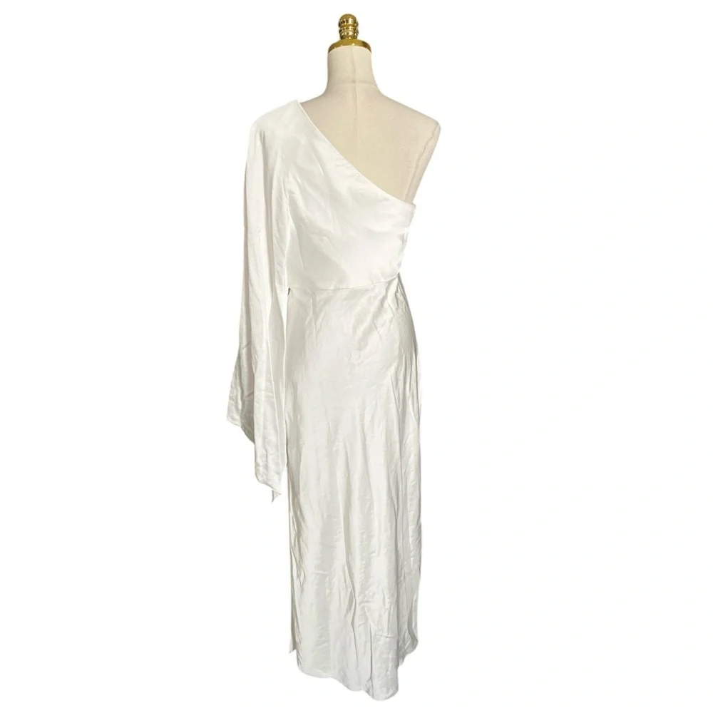 Significant Other Kelsie One-shoulder Cape Ivory Satin Prom Gown Women’s Size 8 - Picture 7 of 10